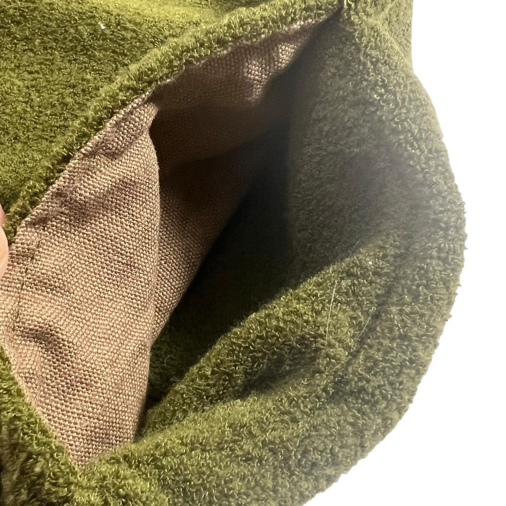 Kavu Green/Tan Men's Terry Fleece Jacket Zip Pocket Elbow Patches - Picture 5 of 10